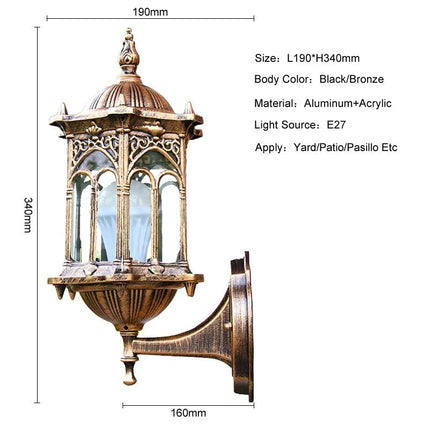 Luminaire Extérieur Rétro Étanche Antirouille E27 pour Jardin et Balcon - Luminous Place