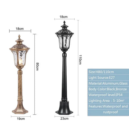 Luminaire Extérieur Style Européen en Aluminium, Lampe de Jardin IP54 Étanche - Luminous Place