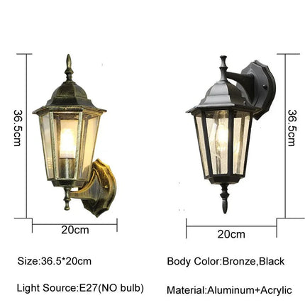 Luminaire Extérieur Applique Murale E27 Style Européen Rétro en Aluminium Étanche - Luminous Place