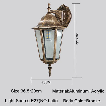 Luminaire Extérieur Applique Murale E27 Style Européen Rétro en Aluminium Étanche - Luminous Place