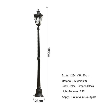 Luminaire Extérieur Jardin Style Européen Antique en Aluminium 1,8m - Luminous Place