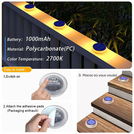 Luminaire Extérieur solaire IP68, lumière blanche chaude, auto ON/OFF pour allée et marches - Luminous Place