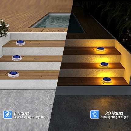 Luminaire Extérieur solaire IP68, lumière blanche chaude, auto ON/OFF pour allée et marches - Luminous Place