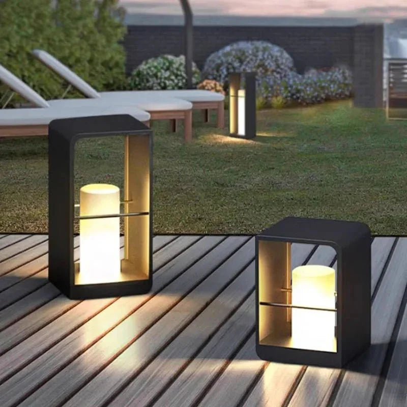 Luminaire Extérieur LED en marbre IP65, lumière blanche chaude, acier inoxydable - Luminous Place
