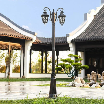 Luminaire Extérieur Lampadaire Villa Style Européen Étanche Double Tête 230 cm - Luminous Place