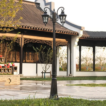 Luminaire Extérieur Lampadaire Villa Style Européen Étanche Double Tête 230 cm - Luminous Place