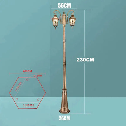 Luminaire Extérieur Lampadaire Villa Style Européen Étanche Double Tête 230 cm - Luminous Place