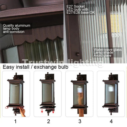 Luminaire Extérieur Moderne LED Étanche en Aluminium et Verre, Lumière Chaude - Luminous Place