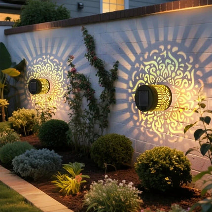 Luminaire Extérieur Applique Murale Solaire Mandala en Métal IP55, Lumière Chaude - Luminous Place