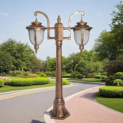 Luminaire Extérieur Double Tête en Aluminium IP65 pour Pelouse et Parc, 100 cm - Luminous Place