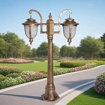 Luminaire Extérieur Double Tête en Aluminium IP65 pour Pelouse et Parc, 100 cm - Luminous Place
