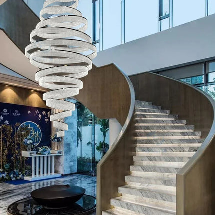 Lustre cristal LED moderne pour escalier et hall, éclairage suspendu chrome