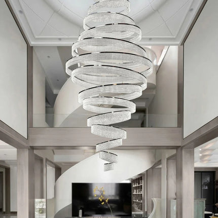 Lustre cristal LED moderne pour escalier et hall, éclairage suspendu chrome