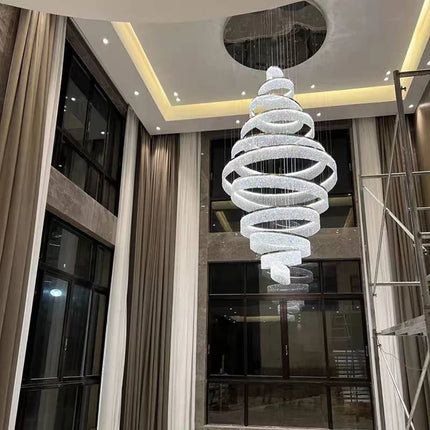 Lustre cristal LED moderne pour escalier et hall, éclairage suspendu chrome