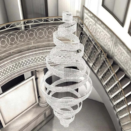 Lustre LED en cristal chromé Art Déco pour escalier, éclairage intérieur premium
