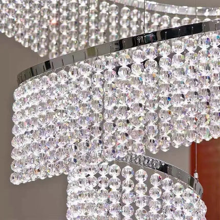 Lustre LED en cristal chromé Art Déco pour escalier, éclairage intérieur premium