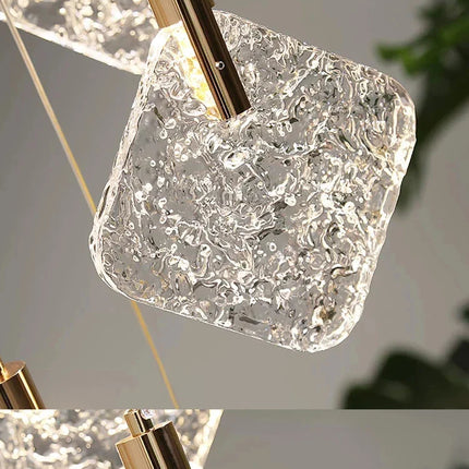 Lustre suspendu en cristal nordique pour salon et escaliers, lumière LED chaleureuse