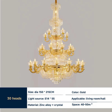 Lustre en cristal européen moderne, lumière suspendue pour salon et hôtel