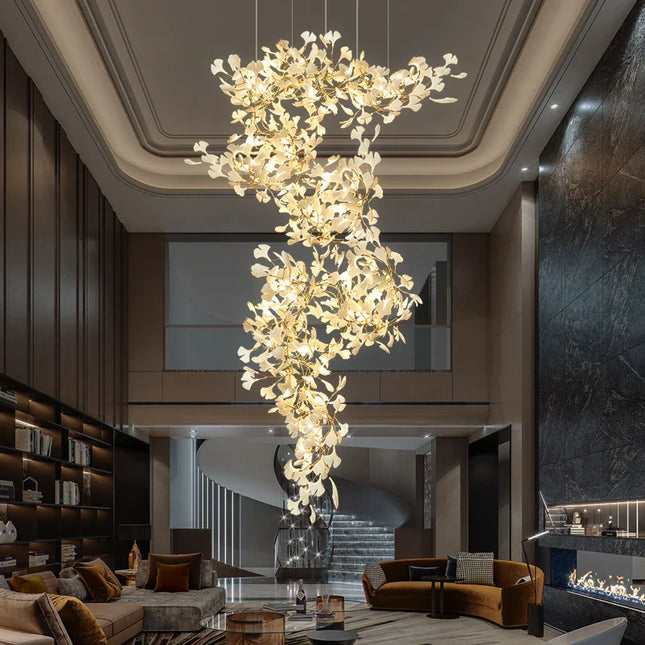 Lustre contemporain en fer et cristal transparent - Semi-encastré - G9 LED - GINKGO