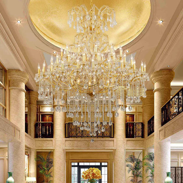 Lustre moderne en cristal à LED forme bougie pour hall et salon