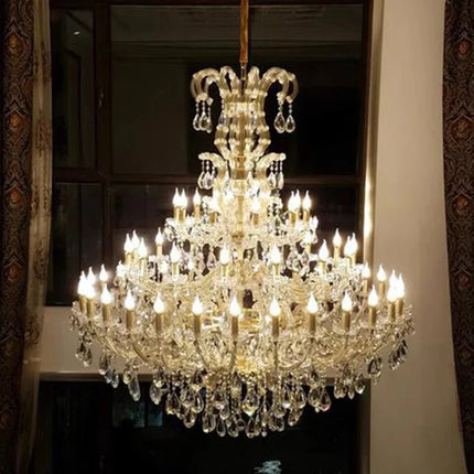 Lustre moderne en cristal à LED forme bougie pour hall et salon