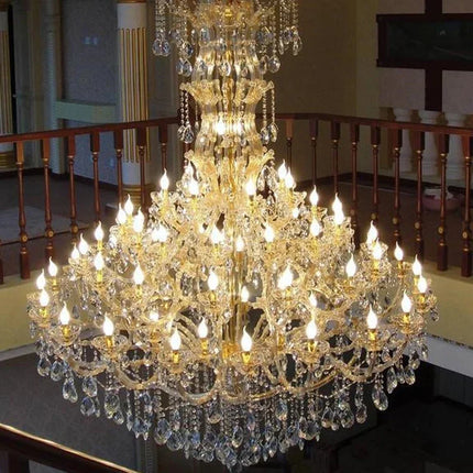 Lustre moderne en cristal à LED forme bougie pour hall et salon