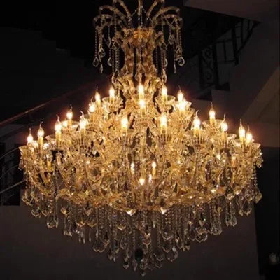 Lustre moderne en cristal à LED forme bougie pour hall et salon