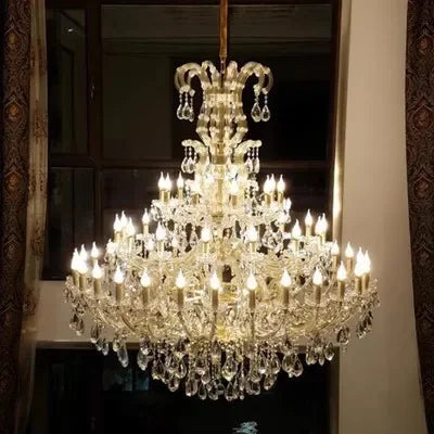 Lustre moderne en cristal à LED forme bougie pour hall et salon