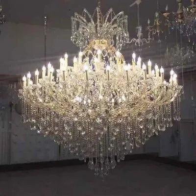 Lustre moderne en cristal à LED forme bougie pour hall et salon