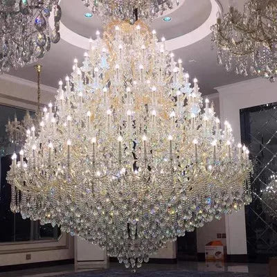 Lustre moderne en cristal à LED forme bougie pour hall et salon
