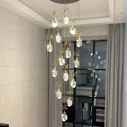 Lustre suspension moderne en cristal pour villa et salon avec LED dimmable