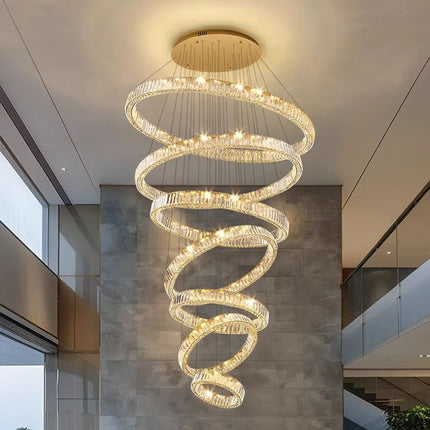 Lustre suspendu moderne en cristal pour salon et salle à manger, lumière chaude réglable