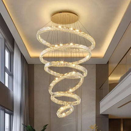 Lustre suspendu moderne en cristal pour salon et salle à manger, lumière chaude réglable