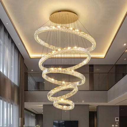 Lustre suspendu moderne en cristal pour salon et salle à manger, lumière chaude réglable