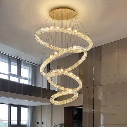 Lustre suspendu moderne en cristal pour salon et salle à manger, lumière chaude réglable