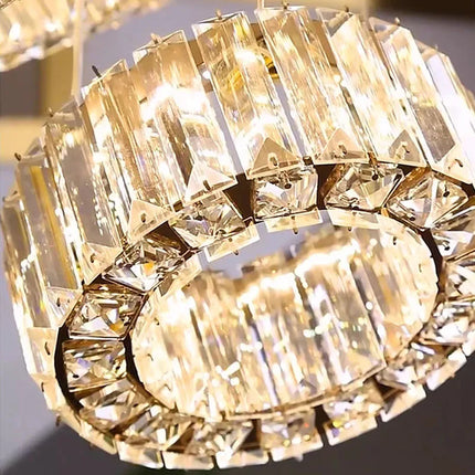 Lustre suspendu moderne en cristal pour salon et salle à manger, lumière chaude réglable