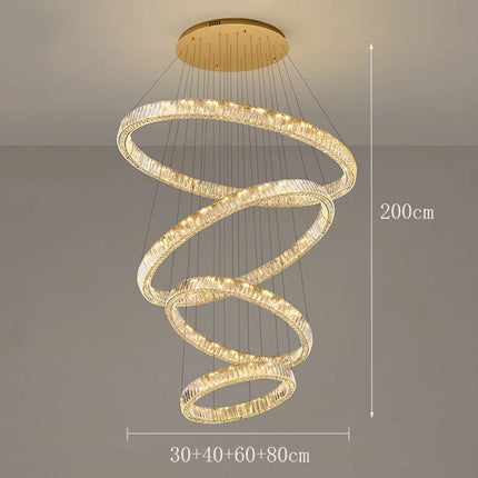 Lustre suspendu moderne en cristal pour salon et salle à manger, lumière chaude réglable