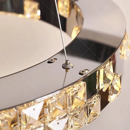 Lustre suspendu en cristal moderne pour escalier et salon, éclairage intérieur élégant