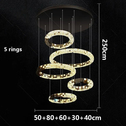 Lustre suspendu en cristal moderne pour escalier et salon, éclairage intérieur élégant
