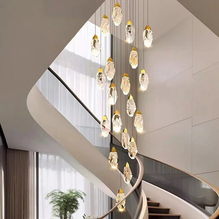 Lustre suspendu moderne en cristal LED, lumière chaude réglable pour intérieur design