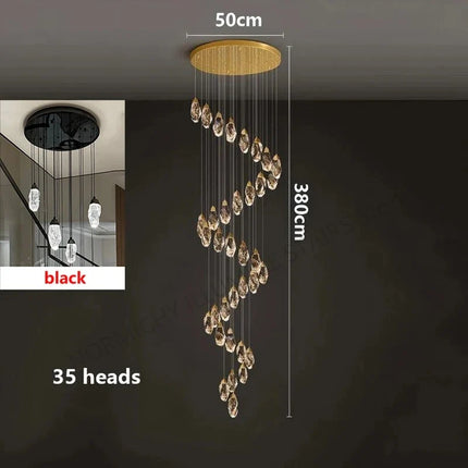 Lustre suspendu moderne en cristal LED, lumière chaude réglable pour intérieur design