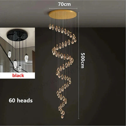 Lustre suspendu moderne en cristal LED, lumière chaude réglable pour intérieur design
