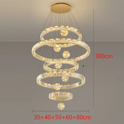 Lustre suspendu moderne en cristal pour salon et escalier, lumière chaleureuse