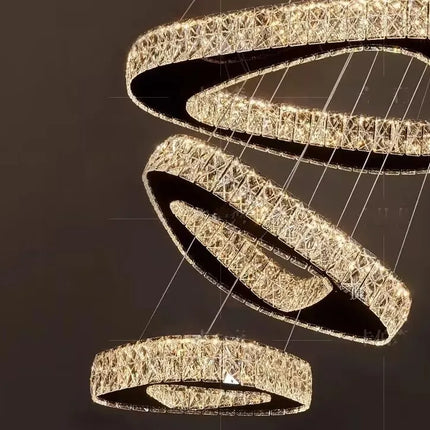 Lustre moderne en cristal et fer forgé, éclairage LED dimmable pour salon