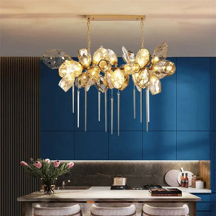 Lustre suspendu LED en acier inoxydable et cristal, design moderne pour salon et chambre, ampoules incluses