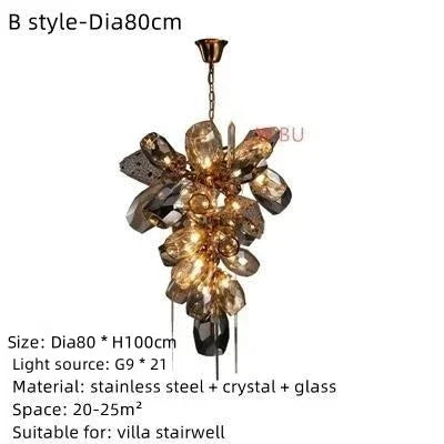 Lustre suspendu LED en acier inoxydable et cristal, design moderne pour salon et chambre, ampoules incluses