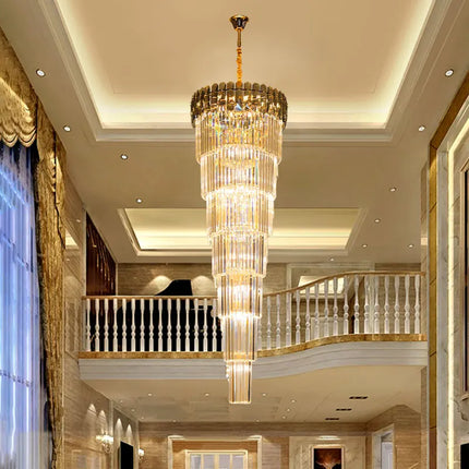 Lustre suspension LED moderne en cristal pour hall et escalier