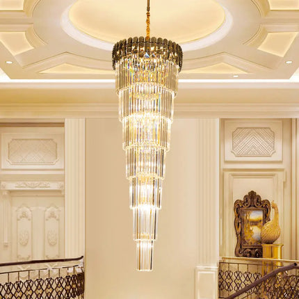 Lustre suspension LED moderne en cristal pour hall et escalier