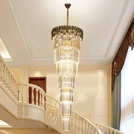 Lustre suspension LED moderne en cristal pour hall et escalier