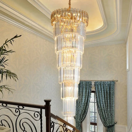 Lustre suspension LED moderne en cristal pour hall et escalier